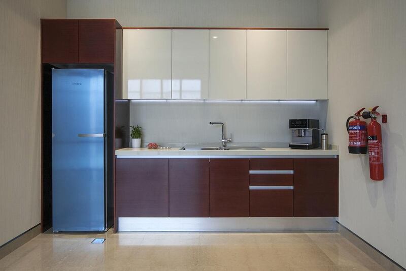 A small kitchen on the first floor of villa type 3C. Mona Al Marzooqi / The National