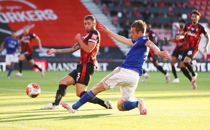 Jamie Vardy - 7: His 23rd Premier League goial of 2019/20 wasn't pretty but no more than the Englishman deserved for the way he terrorised Bournemouth in the first half. Reuters