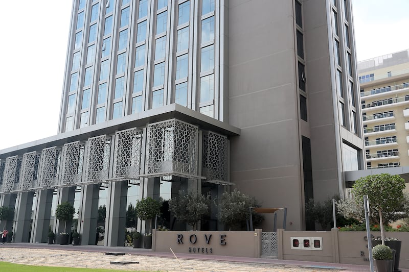 The outside of the Rove Hotel in Healthcare City, Dubai. Pawan Singh / The National