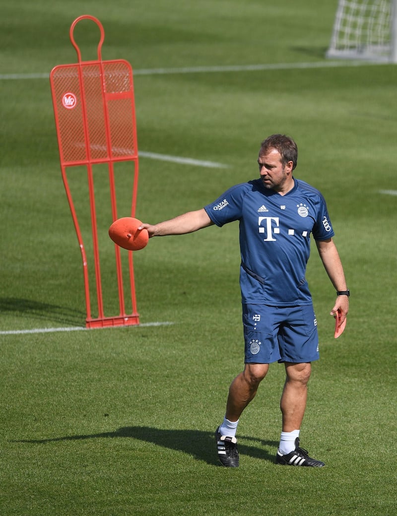 Bayern Munich coach Hans-Dieter Flick at training. Reuters