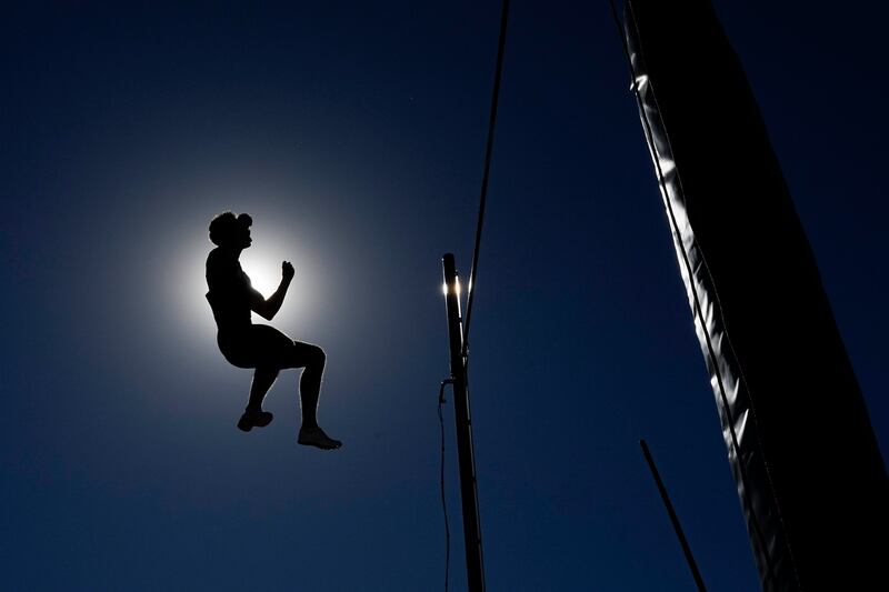 Simen Guttormsen of Norway competes in qualifications for the men's pole vault at the World Athletics Championships in Eugene, Oregon. AP Photo