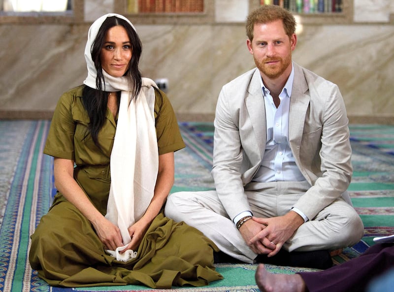 Prince Harry and Meghan visit Auwal Mosque on Heritage Day during their royal tour of South Africa in September 2019. Getty
