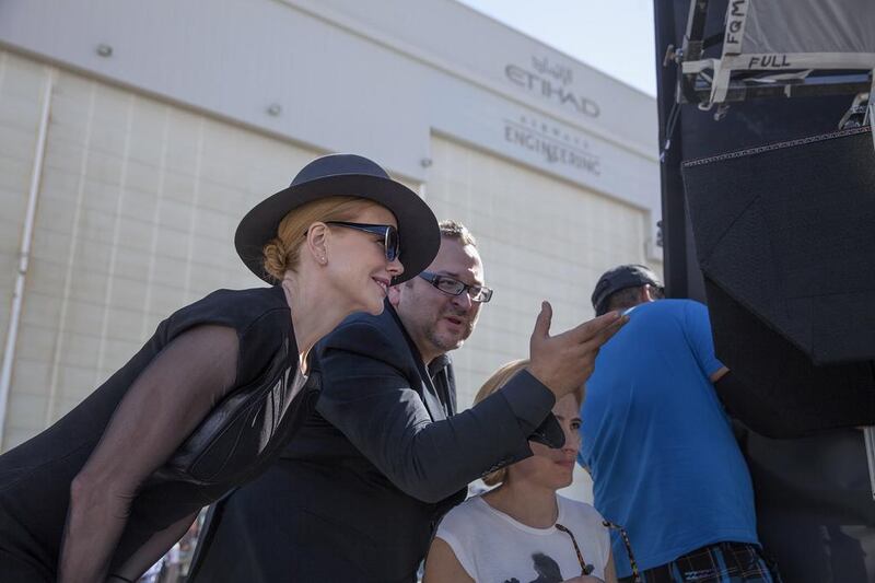 Directors Anthony Atanasio and Valerie Martinez, along with Nicole Kidman, look back on some of the work carried out at last week's filming. Silvia Razgova / The National