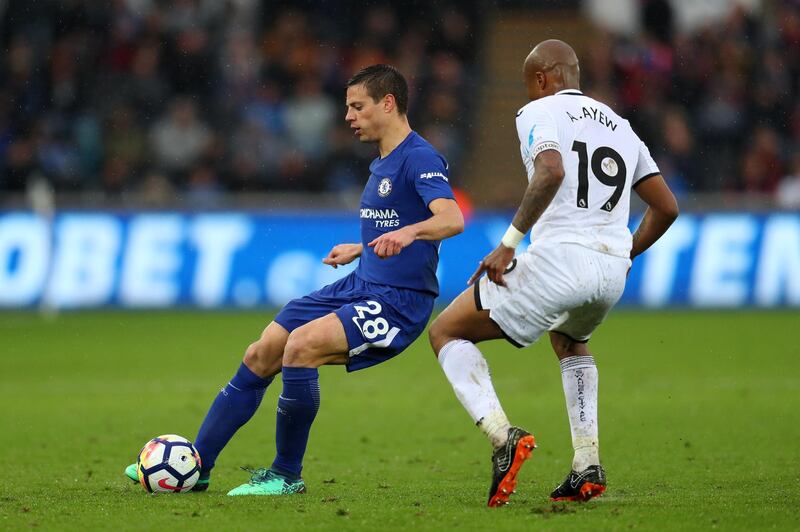 Centre-back: Cesar Azpilicueta (Chelsea) – Cesc Fabregas gave Chelsea the early lead at Swansea City but another Spaniard helped hold on to it. Azpilicueta was hugely reliable. Catherine Ivill / Getty Images