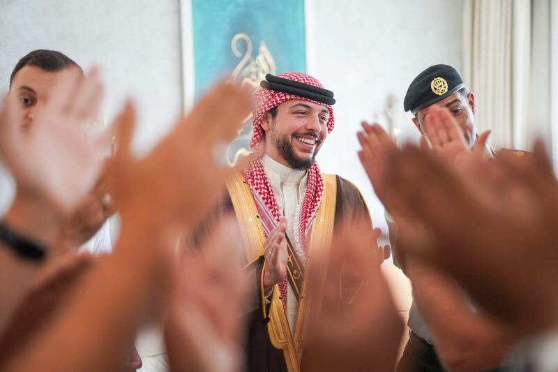 Jordan's Crown Prince Hussein takes part in a traditional pre-wedding ceremony, in Amman, Jordan. Reuters