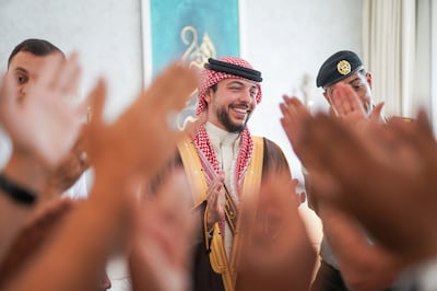 Jordan's Crown Prince Hussein takes part in traditional pre-wedding ceremony in Amman. Royal Hashemite Court/ Reuters 