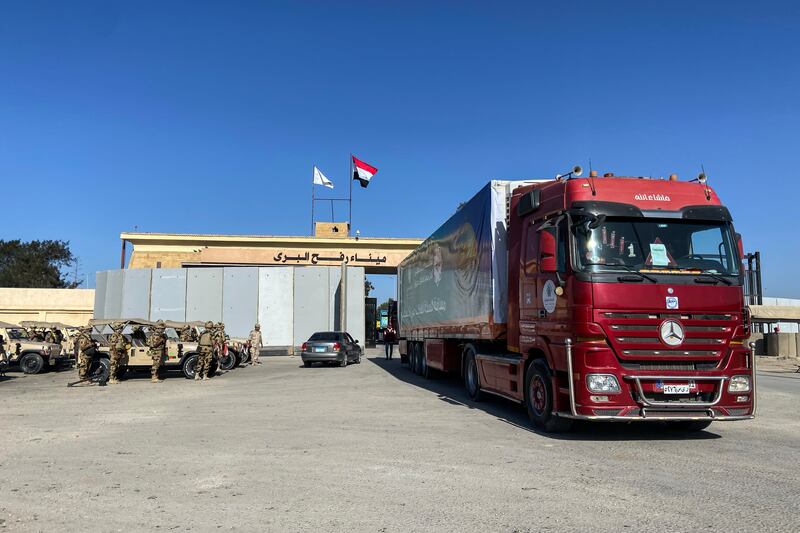 The Rafah crossing between Egypt and Gaza. Israeli checkpoints at the border have only allowed in amounts of aid that are far smaller than what is needed for Gaza’s population, the UN has warned. Getty Images