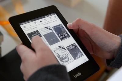 epa04718911 A close-up view showing a Kindle reader donated by the Amazon Poland, to the Library of the European Integration Gymnasium in Tarnow Podgorny, as part of 'Kindloteka' programme in Tarnow Podgorski, western Poland, 24 April 2015. Amazon Poland with its Kindloteka program, will donate the e-book readers, 5000 electronic and 1000 traditional books to libraries in ten schools in Poland.  EPA/JAKUB KACZMARCZYK POLAND OUT