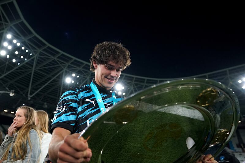 Tiktok star and Rest of the World XI's Noah Beck poses for photos after the Soccer Aid match. PA Wire