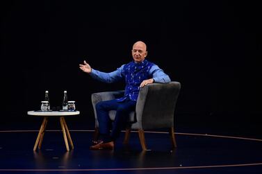 Jeff Bezos, chief executive of Amazon, speaks at an Amazon event in New Delhi, India. Mr Bezos unveiled an investment worth over $1bn aimed at digitising small and medium businesses in India. EPA