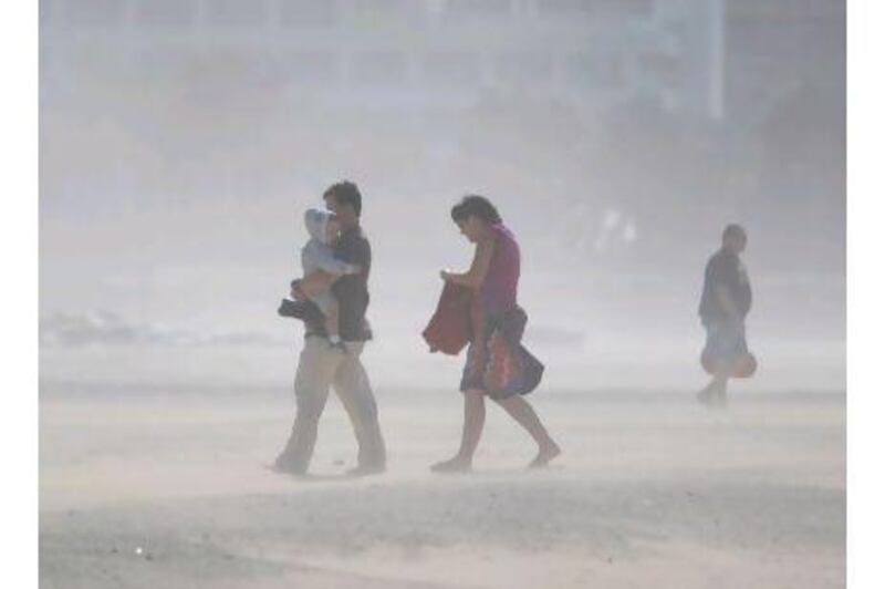 The sandstorm hits Dubai, bringing 111kph winds and making driving conditions difficult.