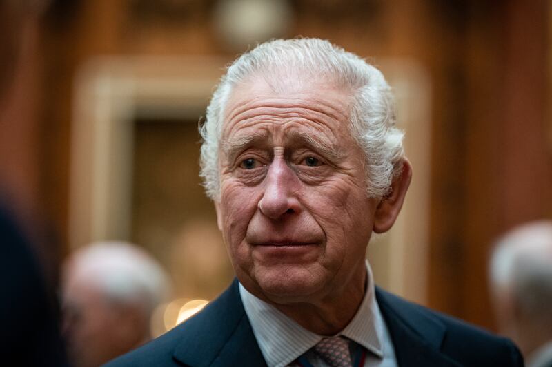 King Charles III  at Buckingham Palace on Thursday. Getty