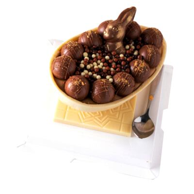 A gourmet Easter egg with praline and truffles from Not Just Desserts at Kibsons. Photo: Kibsons