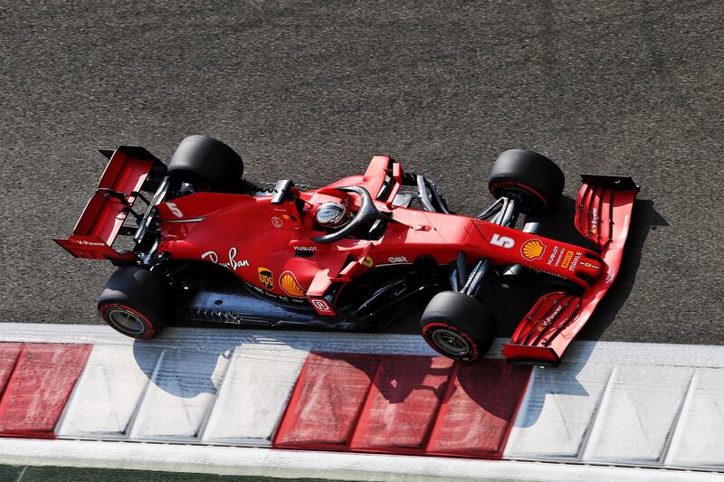 A handout photo made available by the FIA of German driver Sebastian Vettel of Ferrari in action during the third practice session of the Formula One Grand Prix of Abu Dhabi at Yas Marina Circuit in Abu Dhabi. The Formula One Grand Prix of Abu Dhabi will take place on 13 December 2020.  EPA