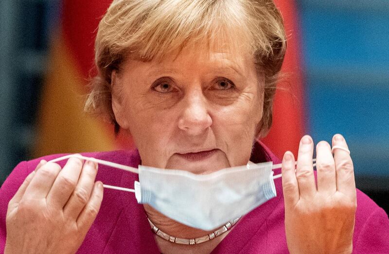 German Chancellor Angela Merkel attends the weekly cabinet meeting in Berlin, Germany, October 14, 2020.    Michael Kappeler/Pool via Reuters