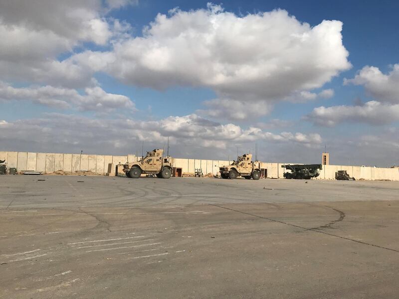 Military vehicles of U.S. soldiers are seen at Ain al-Asad air base in Anbar province, Iraq January 13, 2020. REUTERS/John Davison