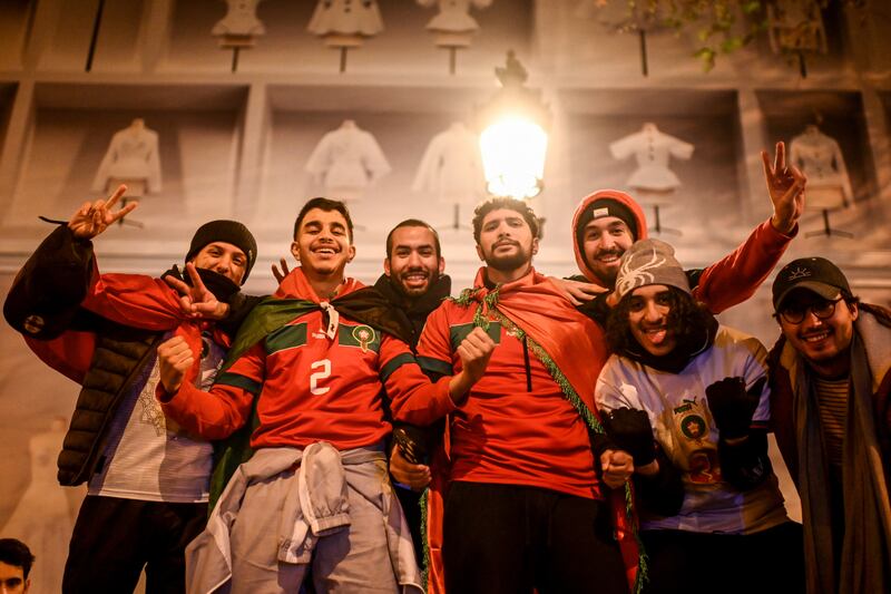 More celebrations on the Champs-Elysees. France is a former coloniser of Morocco. AFP