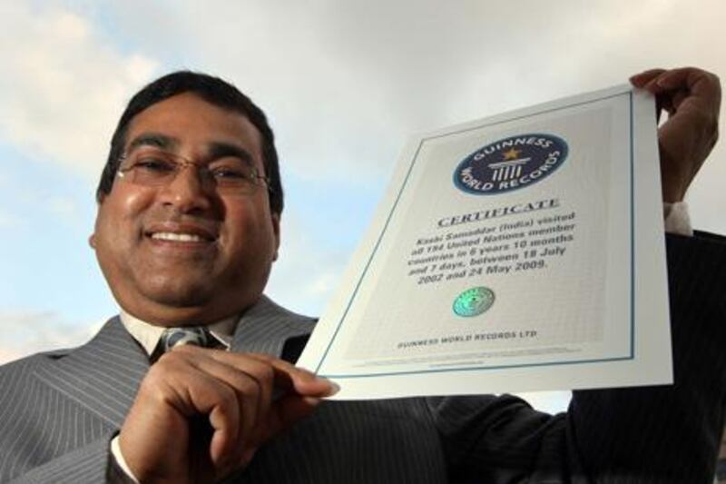 DUBAI . 23rd November. 2009. Kashi Samaddar back in Dubai with his Guiness World Record certificate after travelling to all 194 United Nations member countries in the fastest time.  Stephen Lock   /   The National  