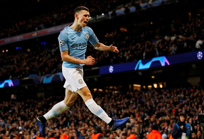 Manchester City's Phil Foden celebrates. Reuters