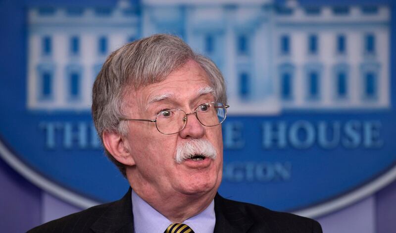 National Security Adviser John Bolton speaks during a briefing at the White House in Washington, Wednesday, Oct. 3, 2018. (AP Photo/Susan Walsh)