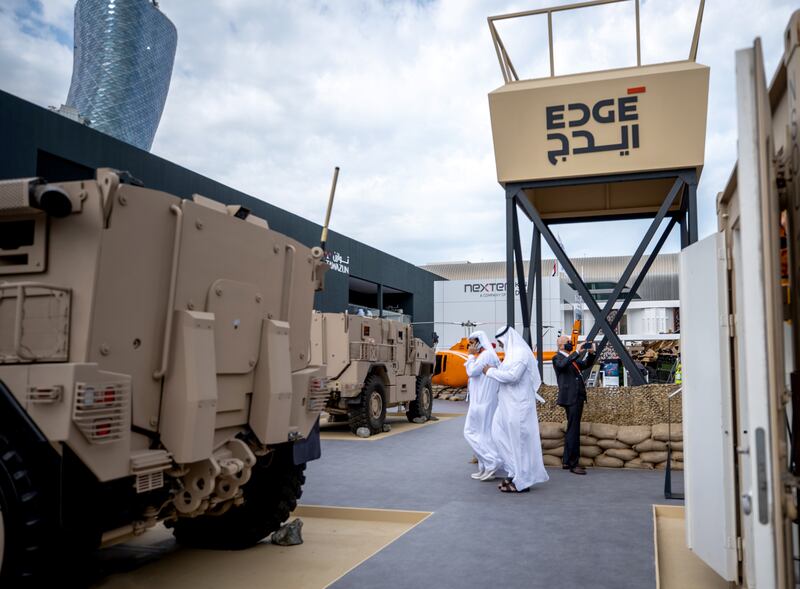 Abu Dhabi, United Arab Emirates, February 21, 2021.  Idex 2021.  Social distancing is a must on day 1 of IDEX.
Victor Besa / The National
Section:  NA/Stock Images