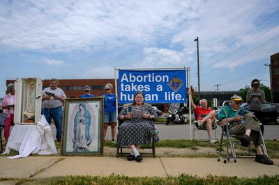 Anti-abortion activists outside the Hope Clinic For Women in Granite City, Illinois. AFP