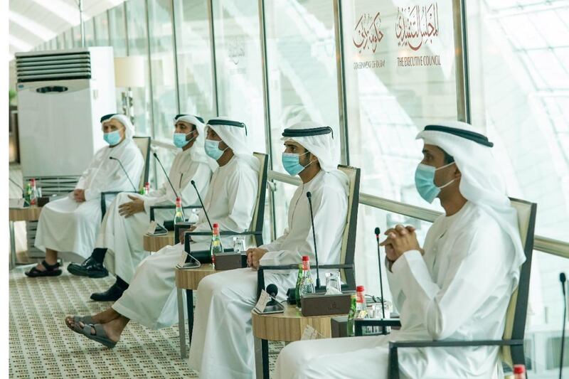 Sheikh Hamdan bin Mohammed, Crown Prince of Dubai, chairs a Dubai Executive Council meeting at Terminal 3 in Dubai International Airport on Monday. Courtesy: Dubai Media Office