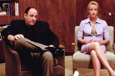 James Gandolfini, left, in season 3 of ‘The Sopranos’. Courtesy HBO
