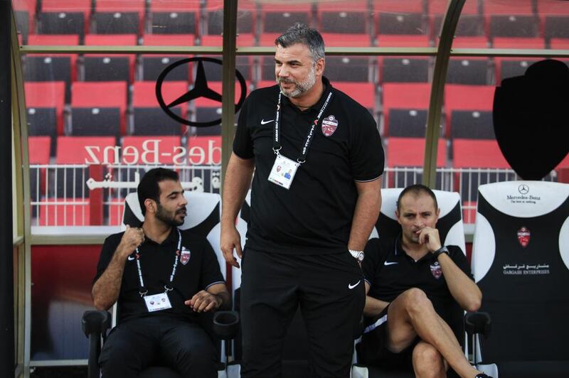 A 2-0 victory over Kalba brought the smiles back for Al Ahli coach Cosmin Olaroiu. Sarah Dea / The National