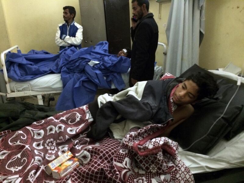 Abdallah Abdel Nasser, 14, receives medical treatment at Suez Canal University hospital in Ismailia, Egypt, Friday, Nov. 24, 2017, after he was in injured during an attack on a mosque. Militants attacked a crowded mosque during Friday prayers in the Sinai Peninsula, setting off explosives, spraying worshippers with gunfire and killing more than 200 people in the deadliest ever attack by Islamic extremists in Egypt. (AP Photo/Amr Nabil)