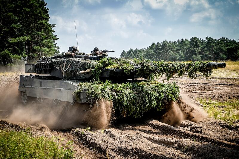 German Bundeswehr soldiers practice with a Leopard 2 A6 battle tank in Augustdorf, Germany. EPA