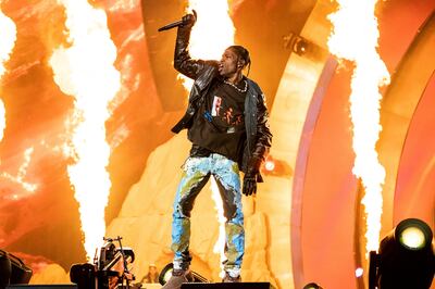 Travis Scott performs at the Astroworld Music Festival in 2021. AP