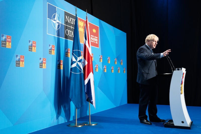 British Prime Minister Boris Johnson holds a news conference. PA