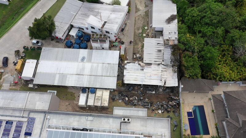 (FILES) Aerial file photo taken on February 08, 2019 of Brazilian football club Flamengo training center after a building that housed players aged 14 to 17 caught fire at dawn in Vargem Grande neighborhood, west of Rio de Janeiro, Brazil.
 With landslides, fires and collapses of dams, Brazil has been rocked since the beginning of the decade by a series of deadly disasters which could have been prevented.
 - 
 / AFP / Marie HOSPITAL
