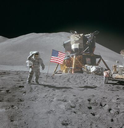 David Scott on Moon during Apollo 15. (NASA/National Archives and Records Administration)