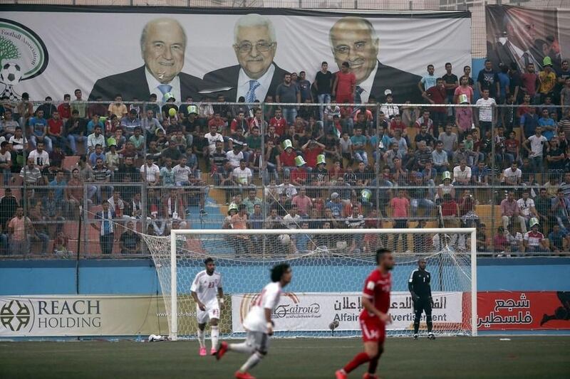 A view of the 2018 World Cup qualifying match in Al Ram, West Bank between Palestine and UAE in September. Thomas Coex / AFP / September 8, 2015