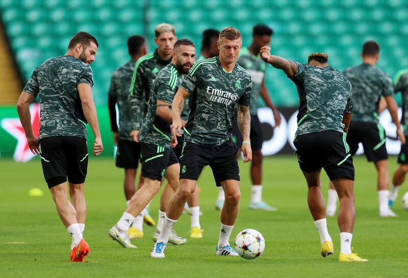 Real Madrid's Toni Kroos during training. Reuters