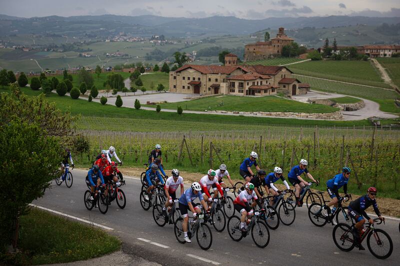 Riders during Stage 3 of the Giro d'Italia from Novara to Fossano. AP