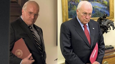 Left: Christian Bale as Dick Cheney in 'Vice'. Right: Dick Cheney in the White House in 2008. Annapurna Pictures / AFP