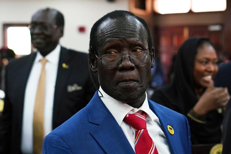 South Sudan's Second Vice President James Wani Igga attends his oath taking ceremony at the State House in Juba, South Sudan. Reuters