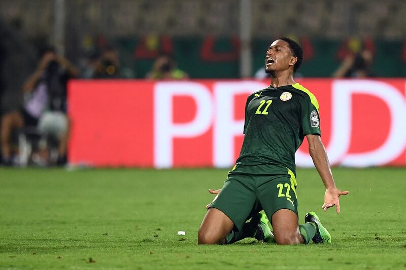 Senegal defender Abdou Diallo celebrates after scoring his team's opening goal. AFP