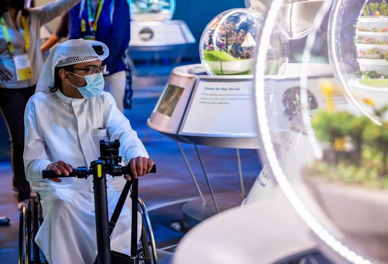 DUBAI, APRIL 01 2021: Guests experiencing a low sensory tour of Terra - The Sustainability Pavilion on World Autism Day, Expo 2020 Dubai. (Photo by Suneesh Sudhakaran/Expo 2020)