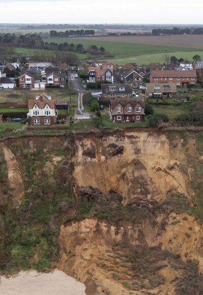 A cliff collapse at Mundesley, Norfolk, last year. PA/AP