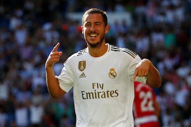 Real Madrid's Eden Hazard celebrates after scoring their second goal against Granada on Saturday. Reuters