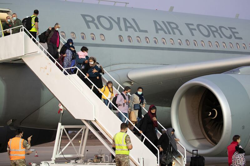 More than 100 Afghans arrive in the UK as part of the evacuation mission. PA