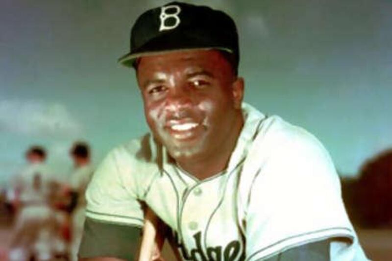 Brooklyn Dodger infielder Jackie Robinson poses in May 1952.