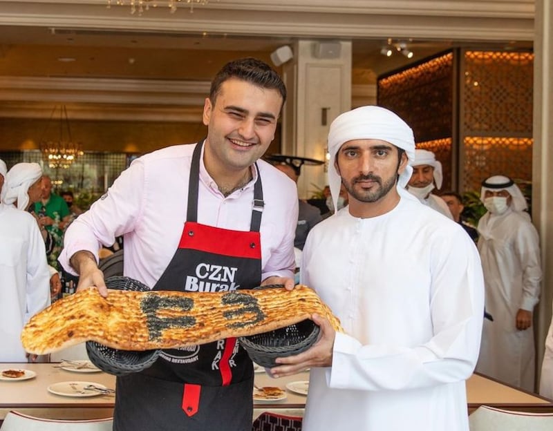 In December 2020, Sheikh Hamdan was one of the first guests at Turkish celebrity chef Burak Ozdemir's CZN Burak restaurant in Downtown Dubai. Known for its cauldron cooking, CZN Burak developed a big reputation with diners. Photo: Instagram / @cznburak