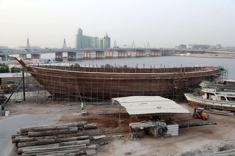 Dubai, United Arab Emirates - July 4th, 2018: Dhow building company on the Dubai Creek. Wednesday, July 4th, 2018 at The Creek, Dubai. Chris Whiteoak / The National