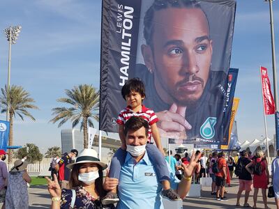 Narcis and Carmen Ghidanac with their son Sean, 3, enjoying a family day out at Abu Dhabi Grand Prix on Friday. Photo: Saeed Saeed