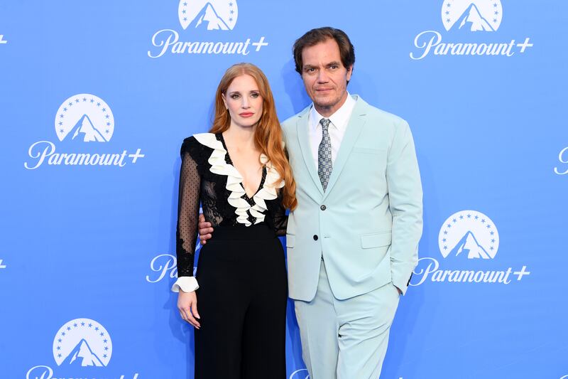 Chastain, seen here with actor Michael Shannon, also visited a children's hospital during her visit to Ukraine. Getty